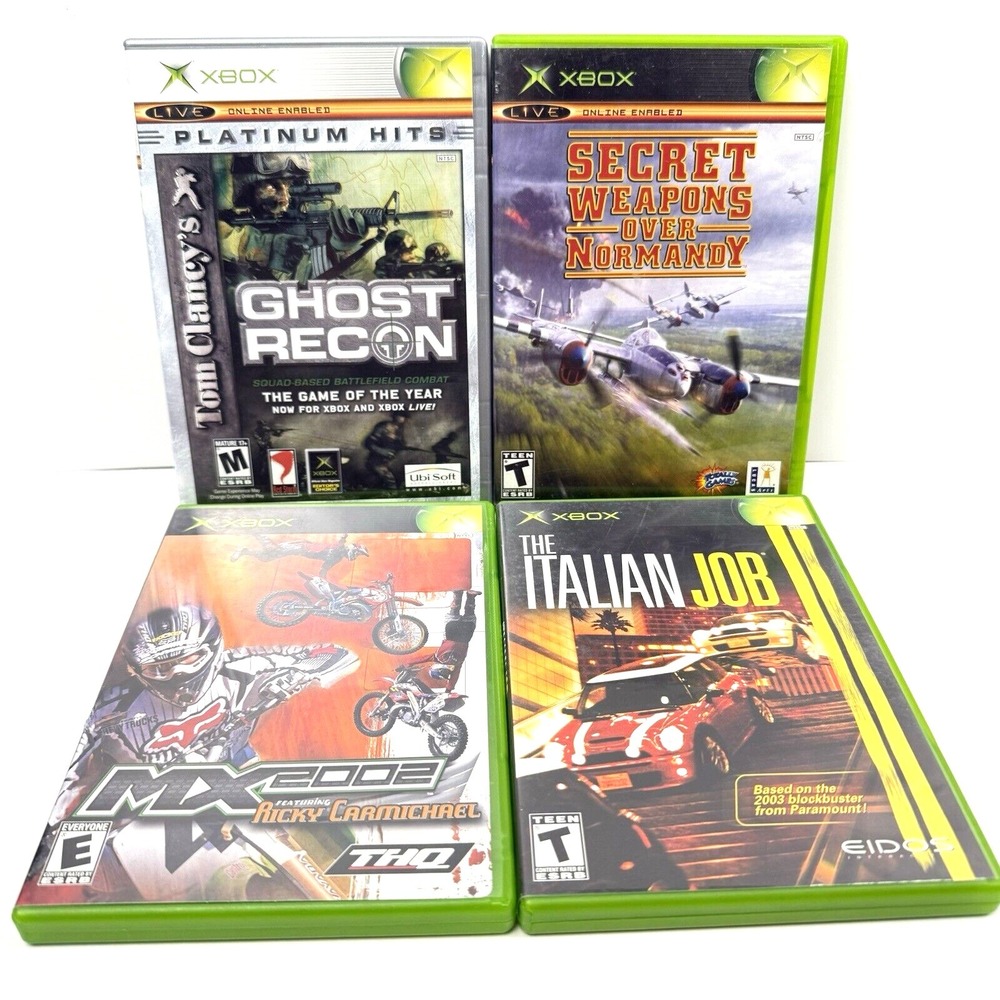 Xbox Original Video Game Lot Bundle 4 Games Italian Job MX Ghost Recon Normandy